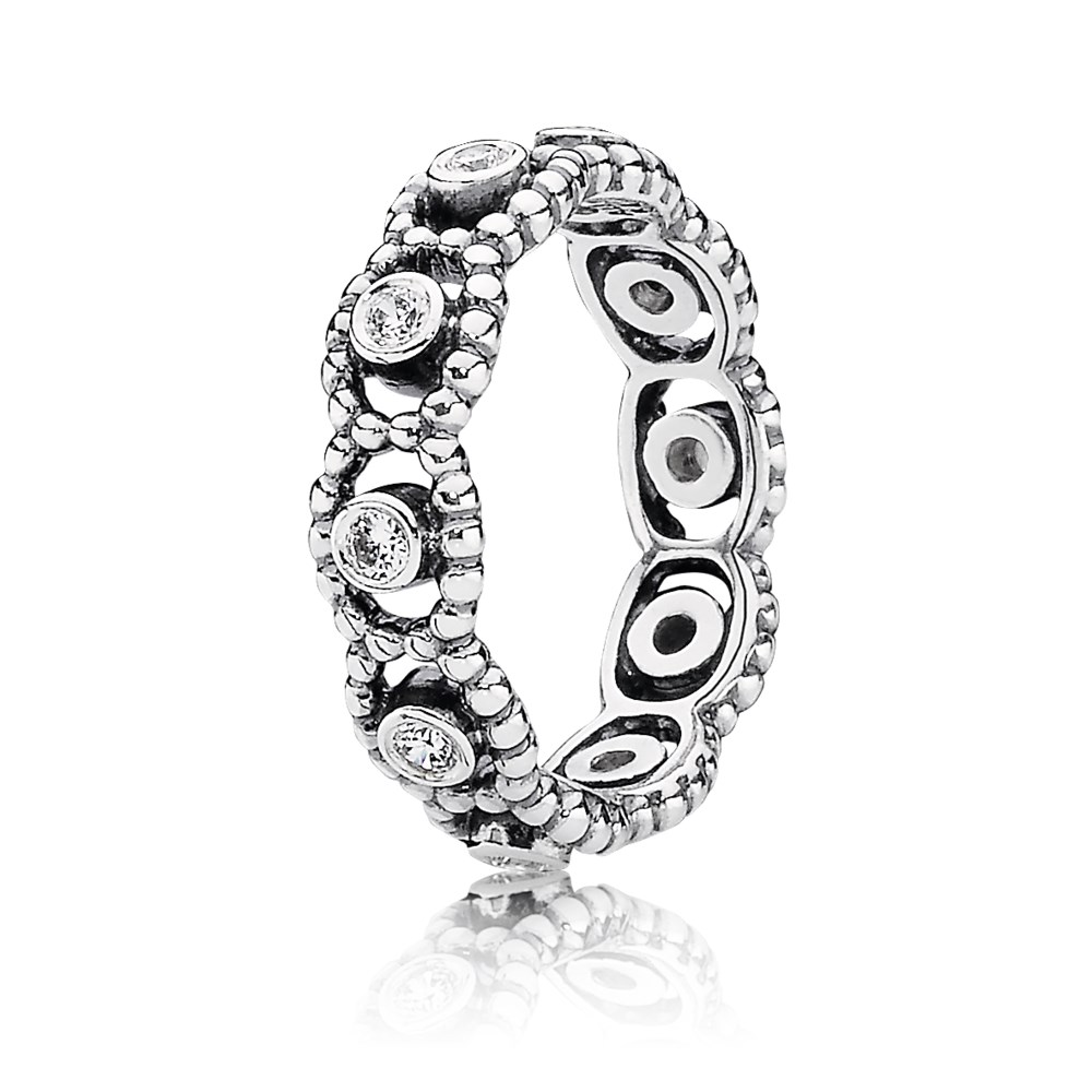 anel prata com zirconias pandora