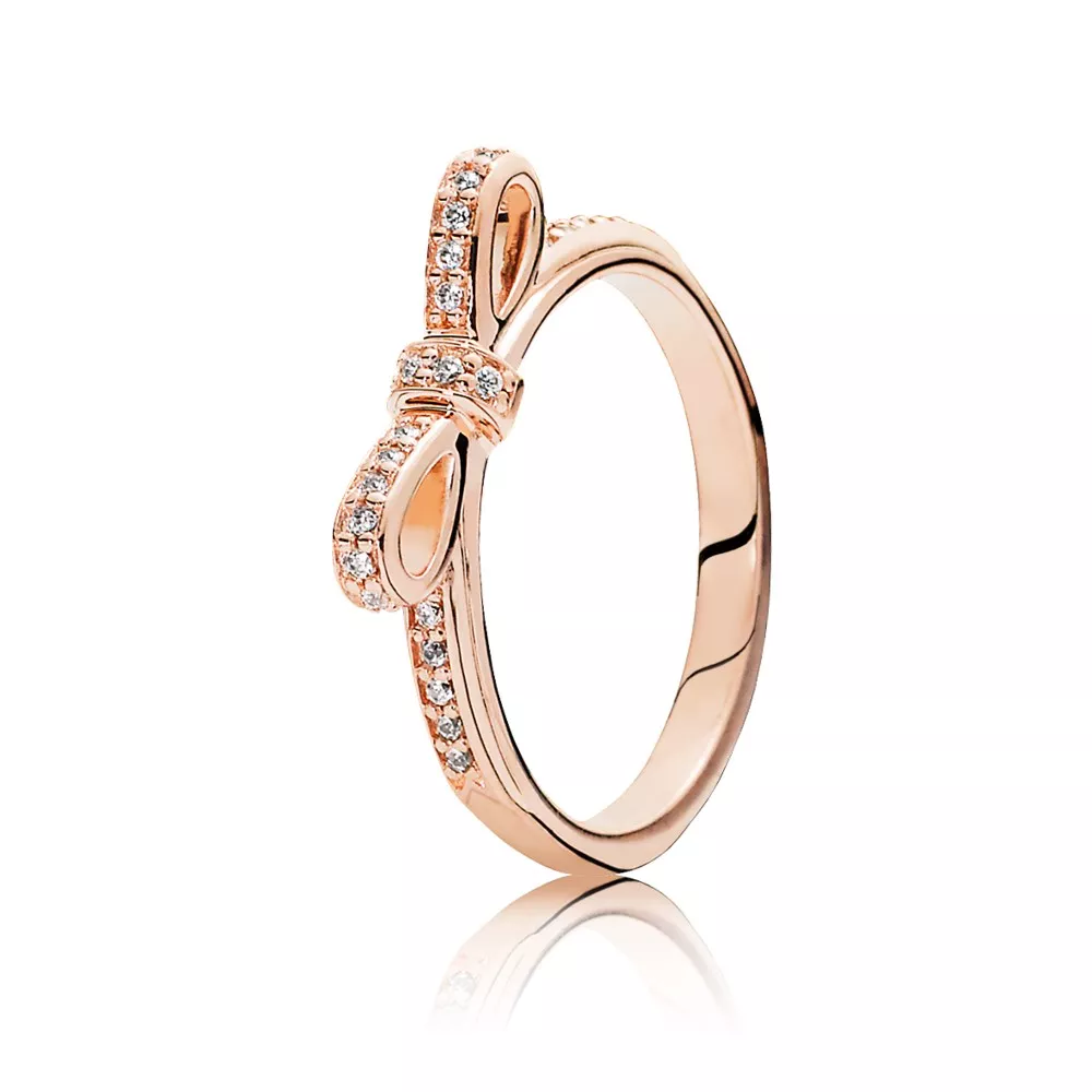 Bow PANDORA Rose ring com Zircônia Cúbica - 180906CZ