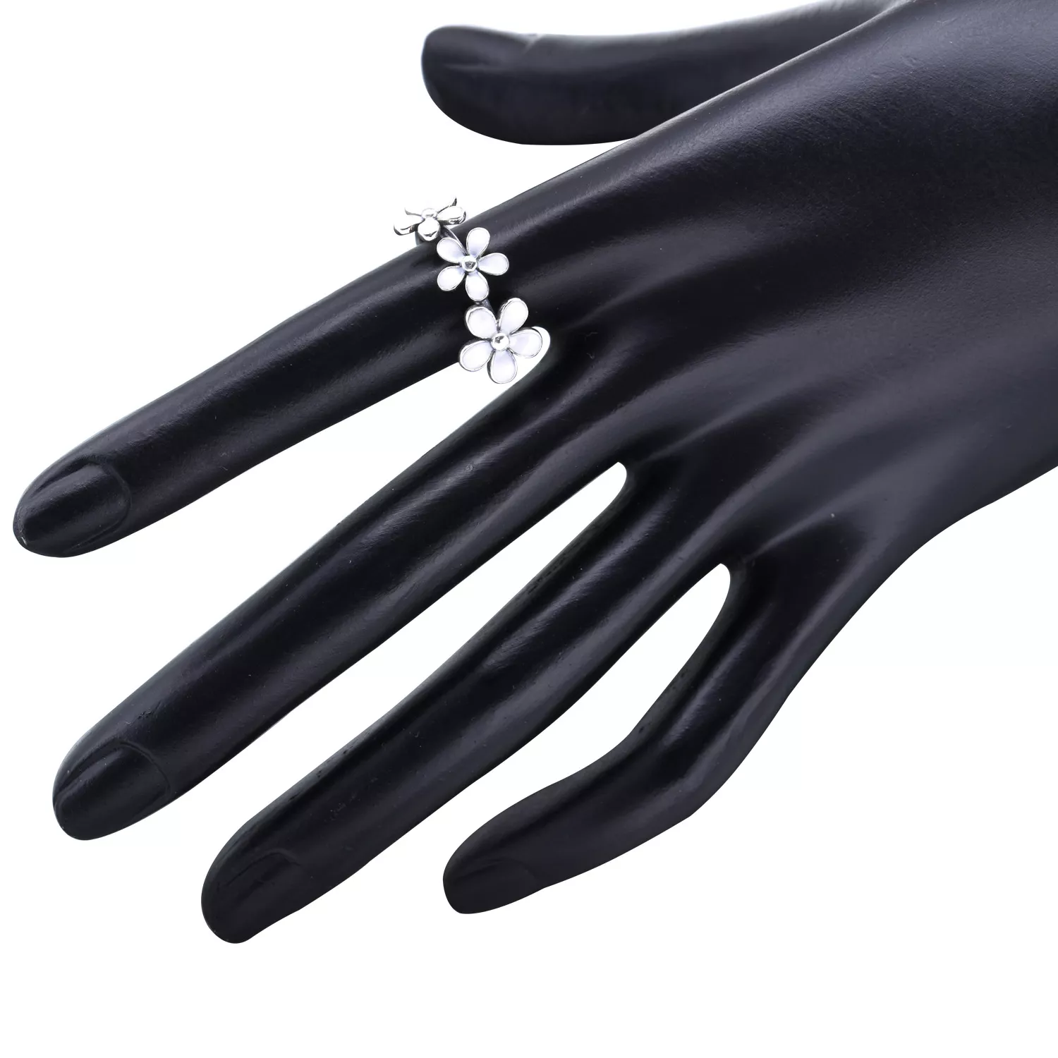 Daisies Anel PANDORA de Prata with white enamel - 190900EN12