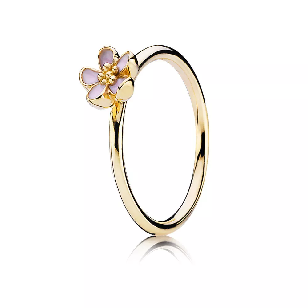 Gold ring with pink enamel - 150174EN40 - Anéis
