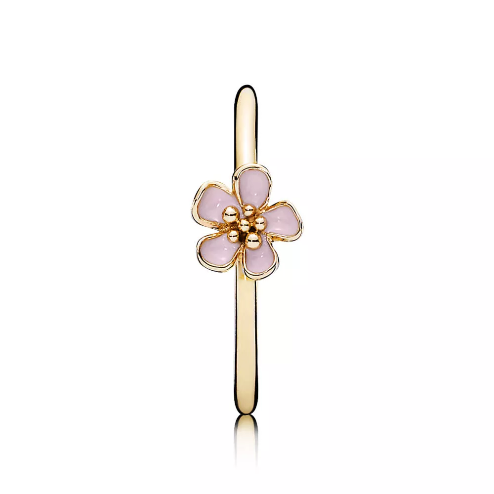 Gold ring with pink enamel - 150174EN40 - Anéis