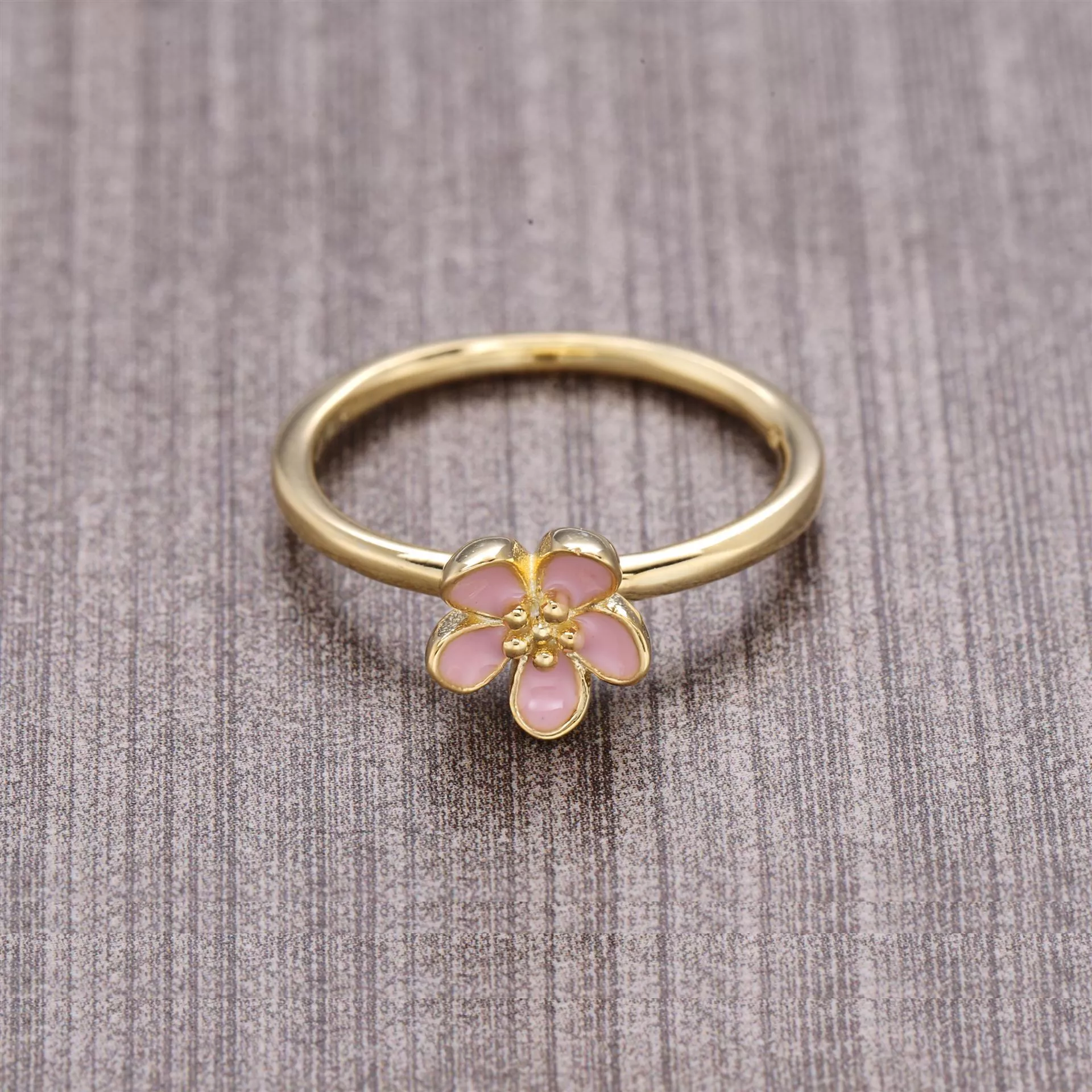Gold ring with pink enamel - 150174EN40 - Anéis
