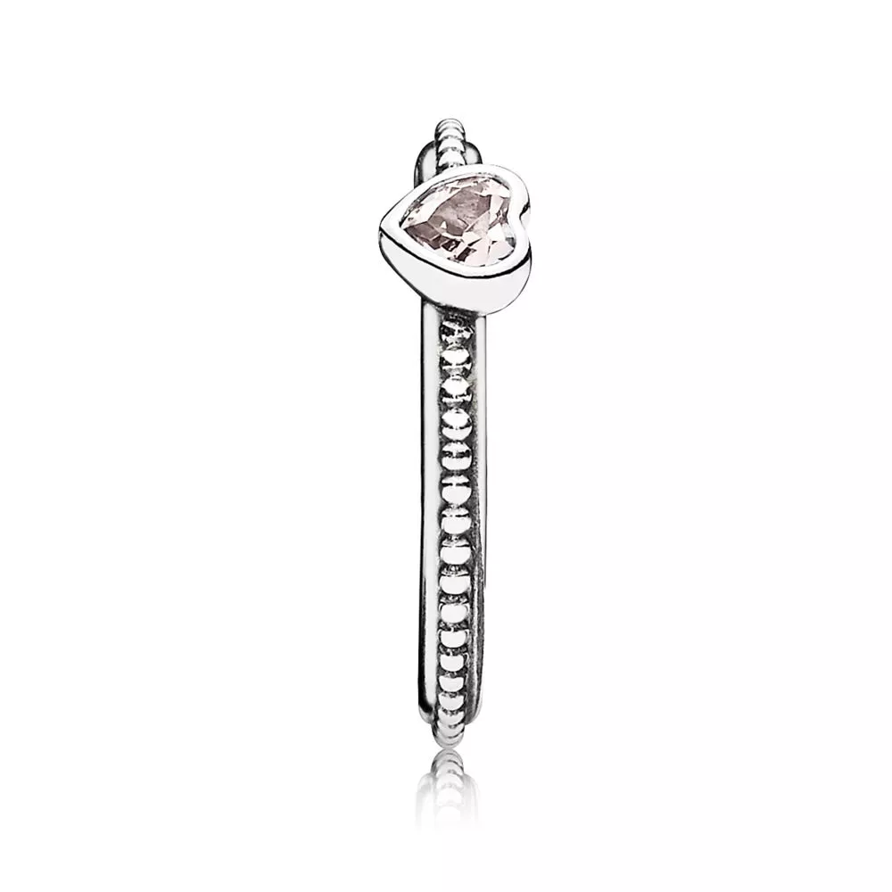 Heart Anel PANDORA de Prata with rose pink synthetic sapphire - 190896SLP