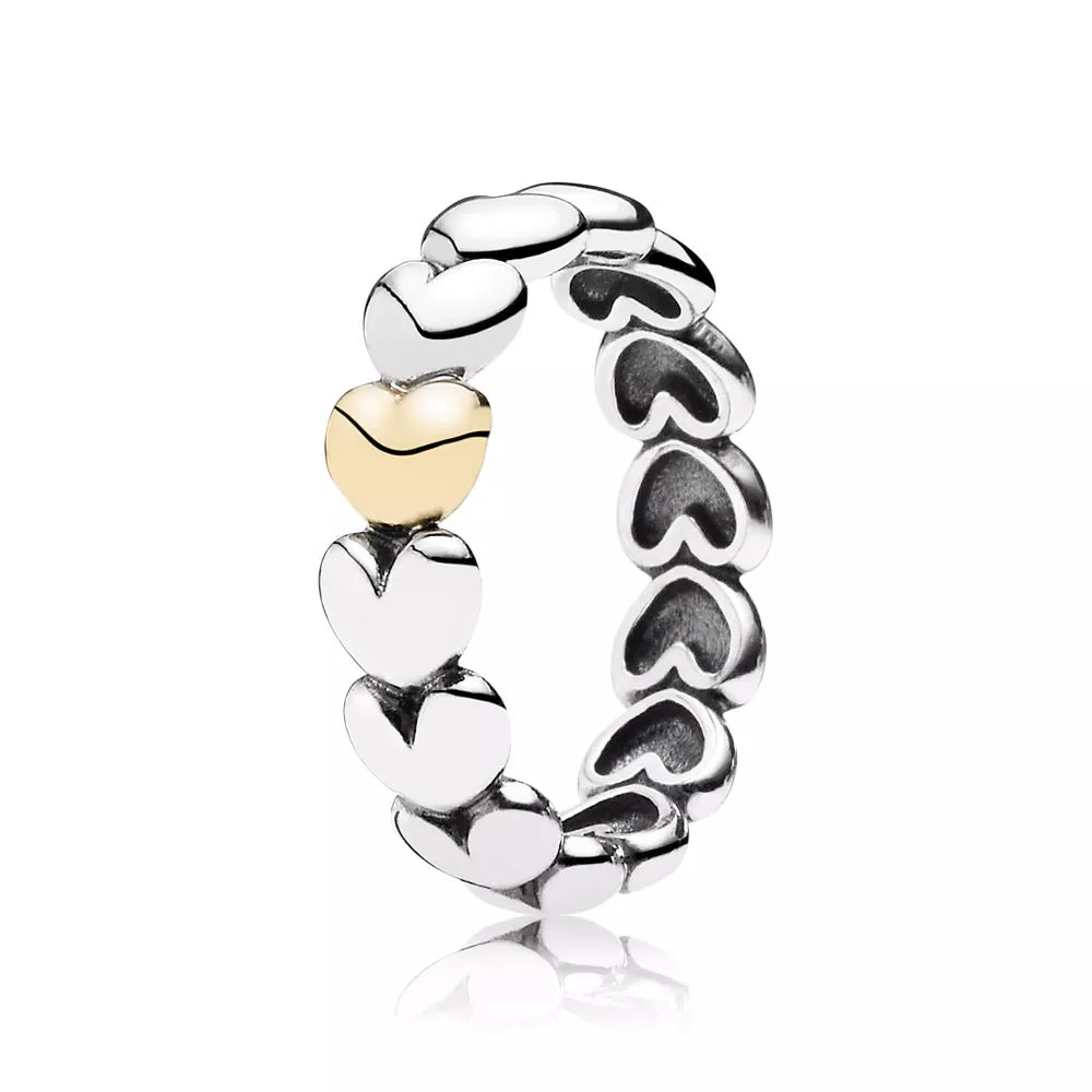 hearts anel pandora de prata with 14k heart 190898