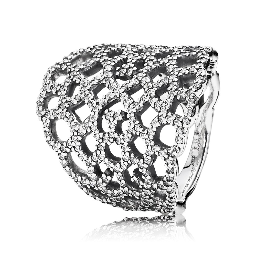 lace anel pandora de prata com zircônia cúbica 190907cz