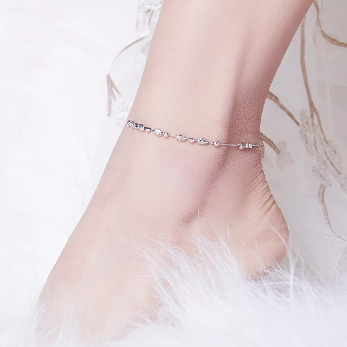 Tornozeleira bolas de prata - SCT010