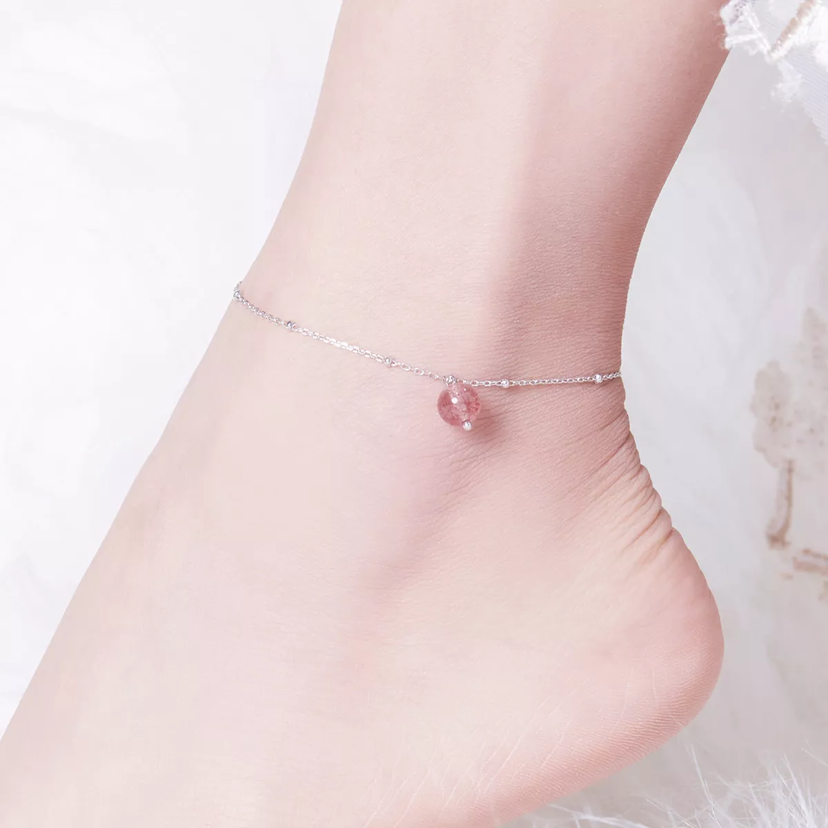 Tornozeleira Quartzo morango - SCT012