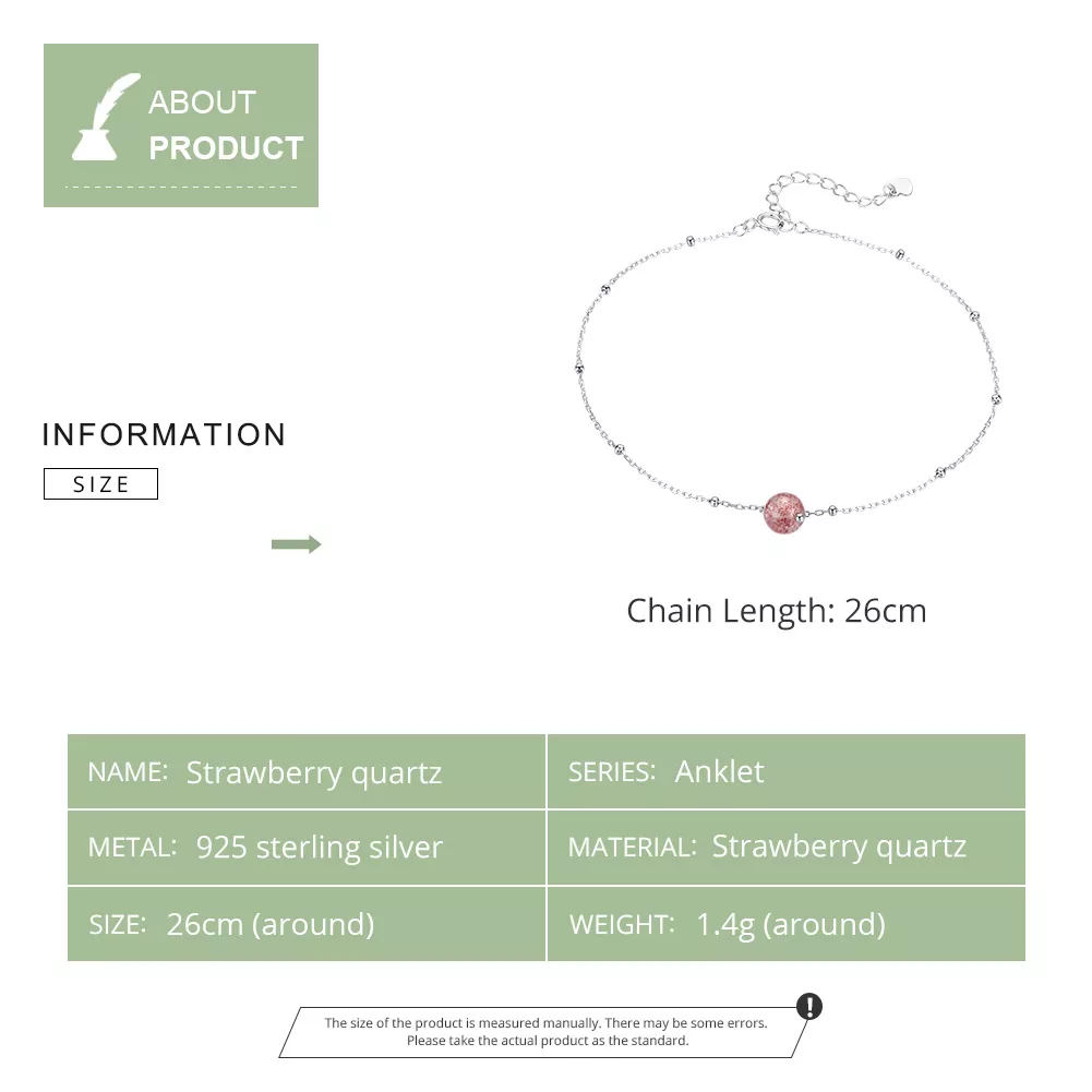Tornozeleira Quartzo morango - SCT012