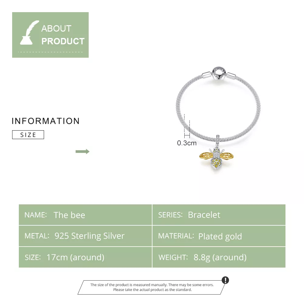 Bracelete estilo Pandora Rígido Abelha - SCB830