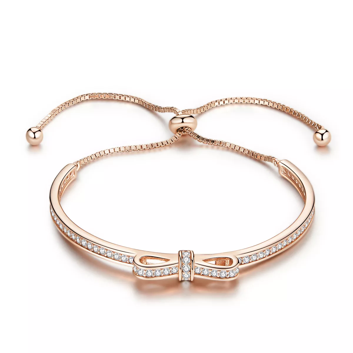 Bracelete estilo Pandora Rígido Bowknot doce Rosa - SCB108-C
