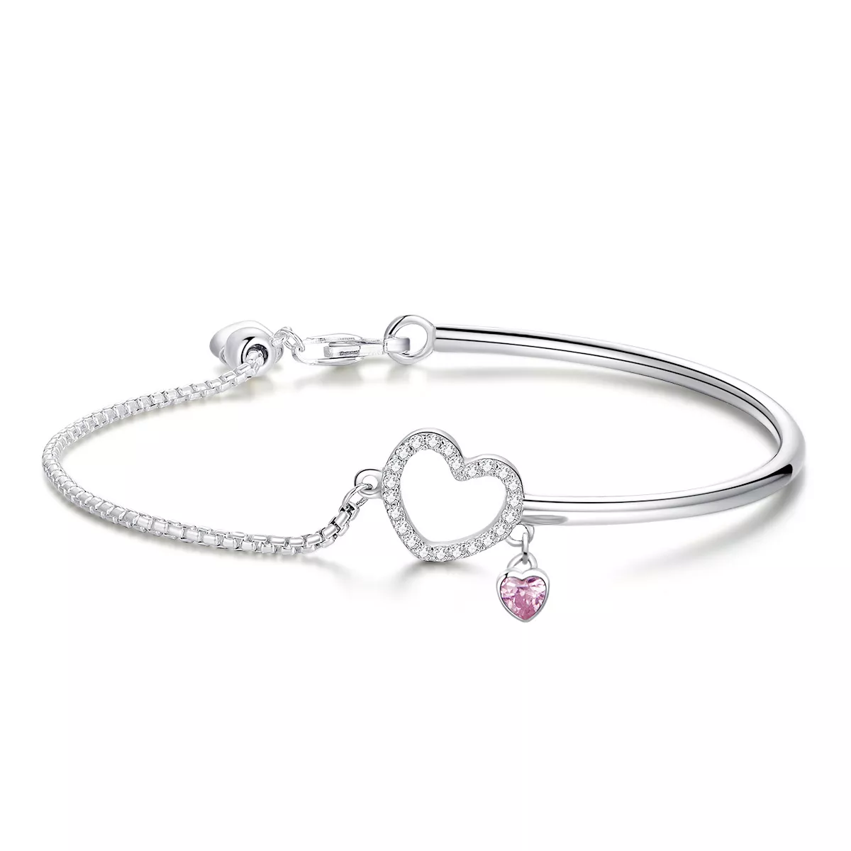 Bracelete estilo Pandora Rígido Coração de senhora - SCB117