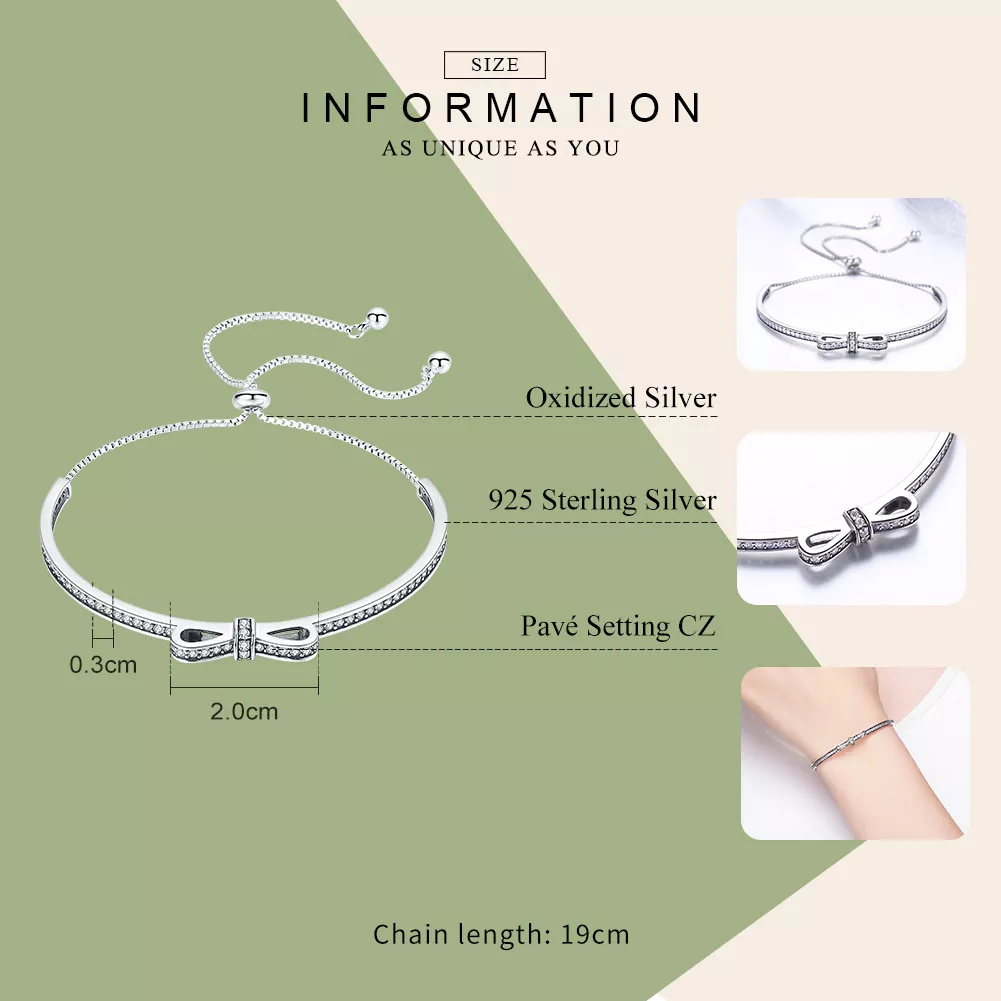 Bracelete estilo Pandora Rígido Doce laço - SCB108