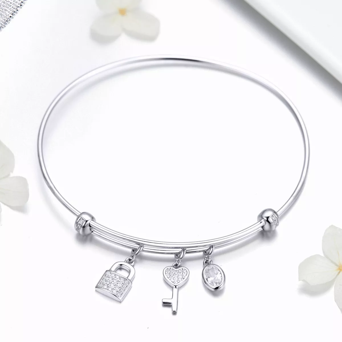 Bracelete estilo Pandora Rígido interessante promessa - SCB119