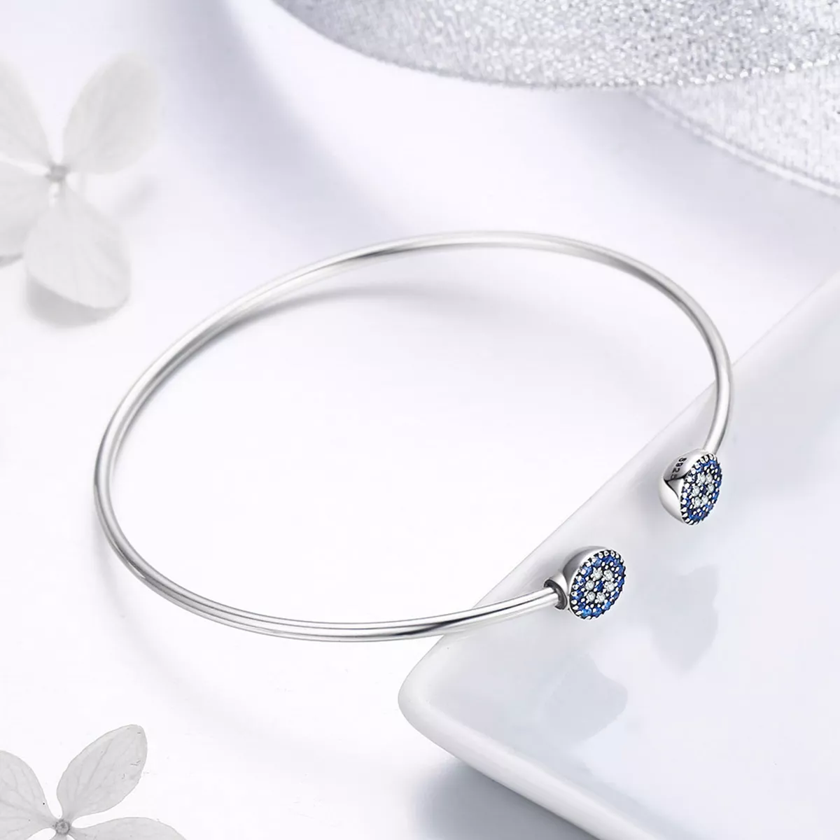 Bracelete Rigido Aberto Estrelas brilhantes estilo Pandora - SCB058