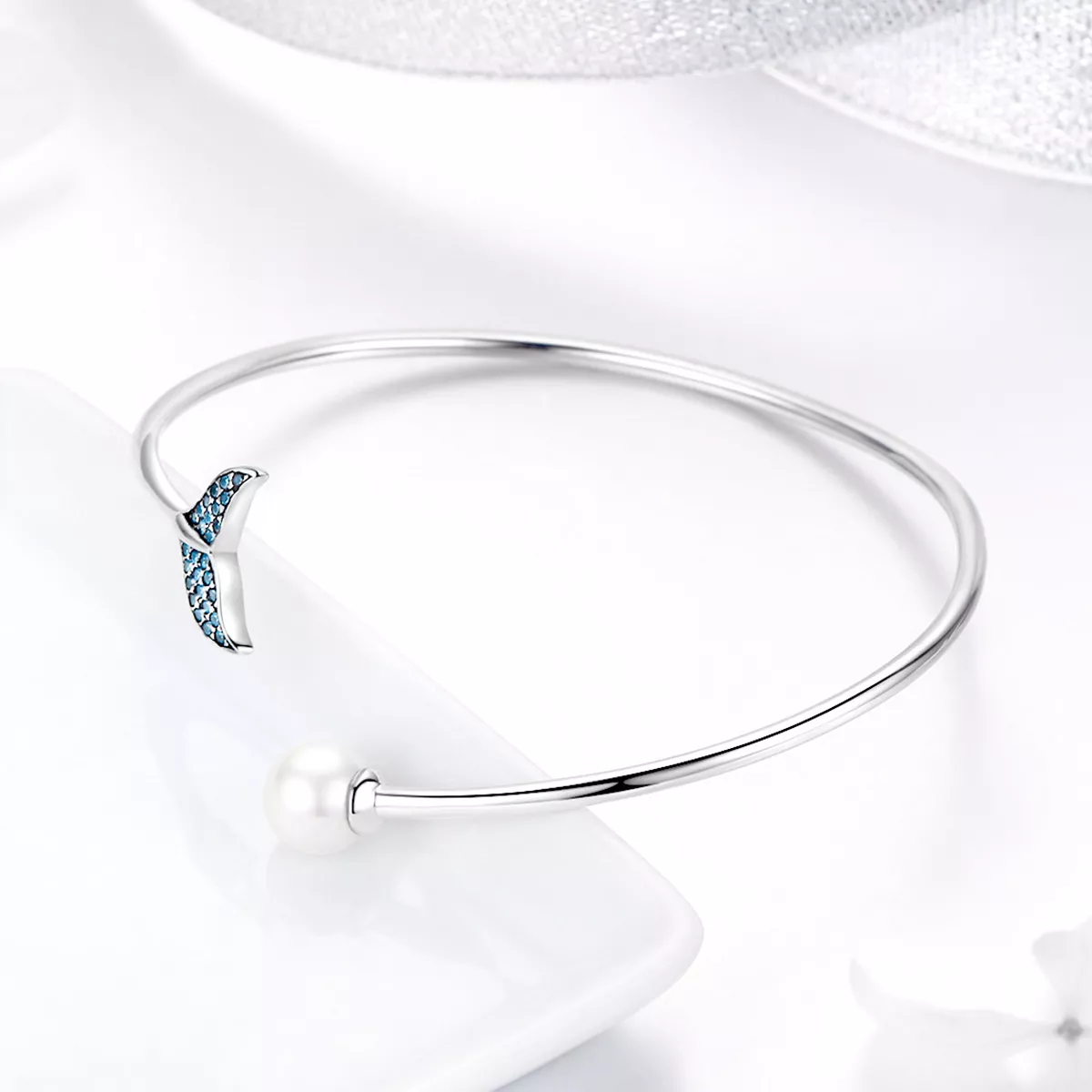 Bracelete Rigido Aberto Lágrima da Sereia estilo Pandora - SCB123