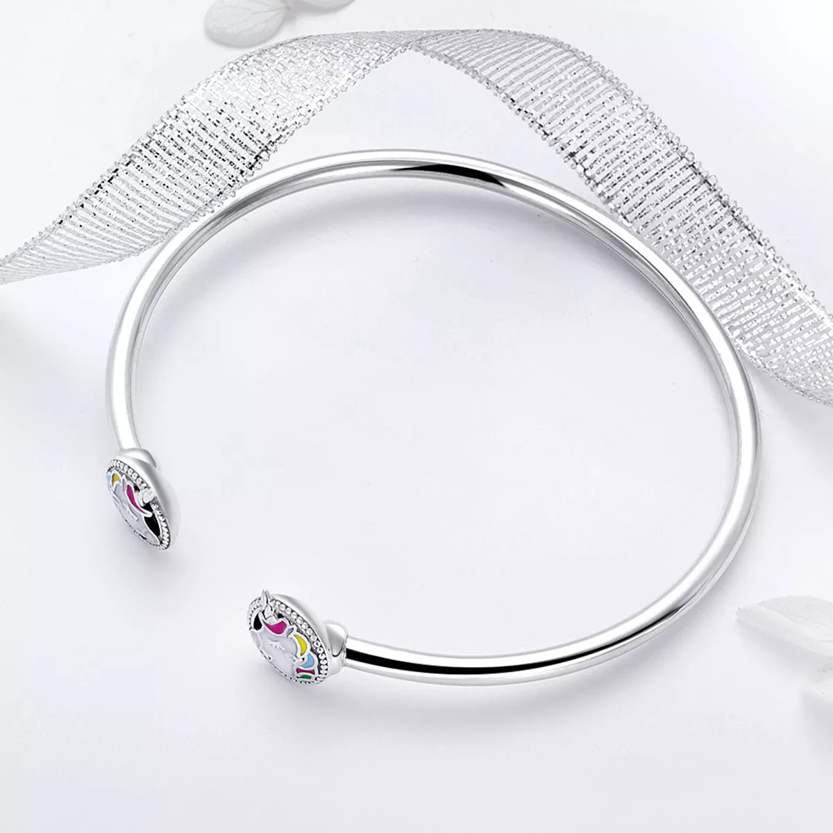 Bracelete Rigido Aberto Memória de Unicórnio estilo Pandora - SCB082