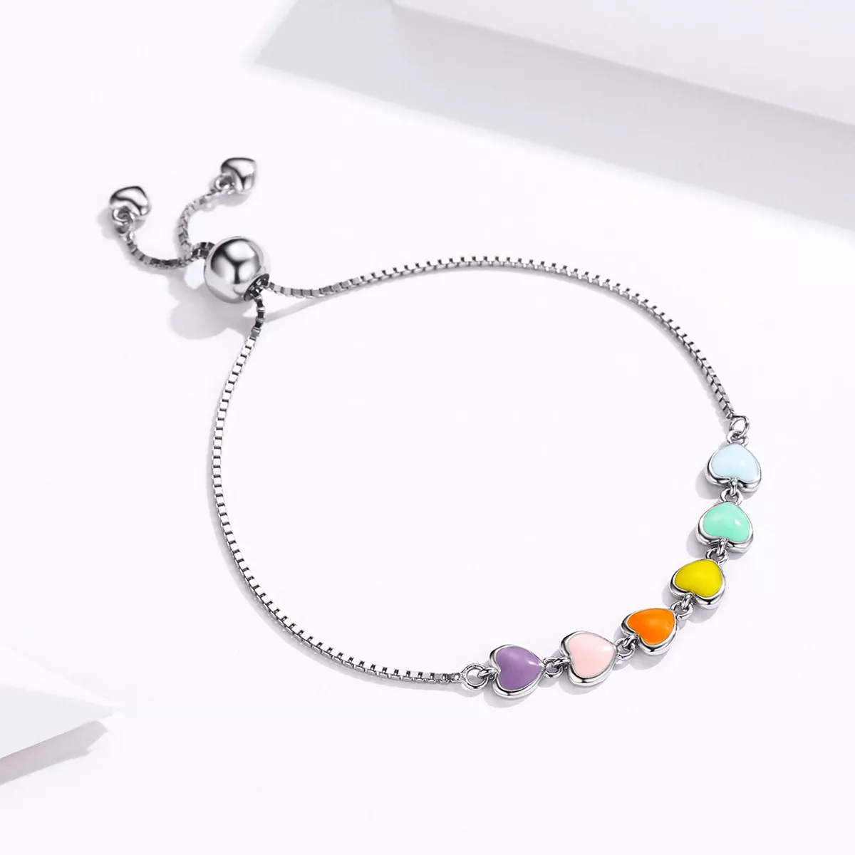 Pulseira Corações Arco-Íris estilo Pandora - SCB158