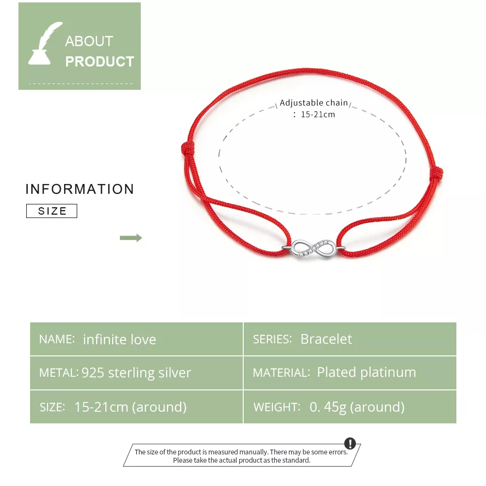 Pulseira de cordão Amor infinito estilo Pandora - SCB176
