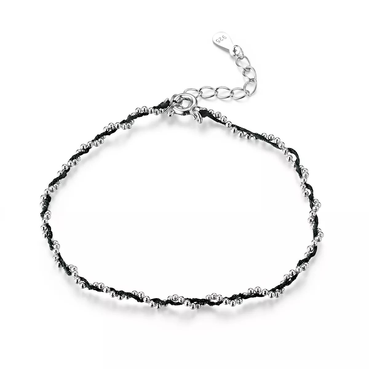 Pulseira de cordão Corda preta estilo Pandora - SCB173-BK