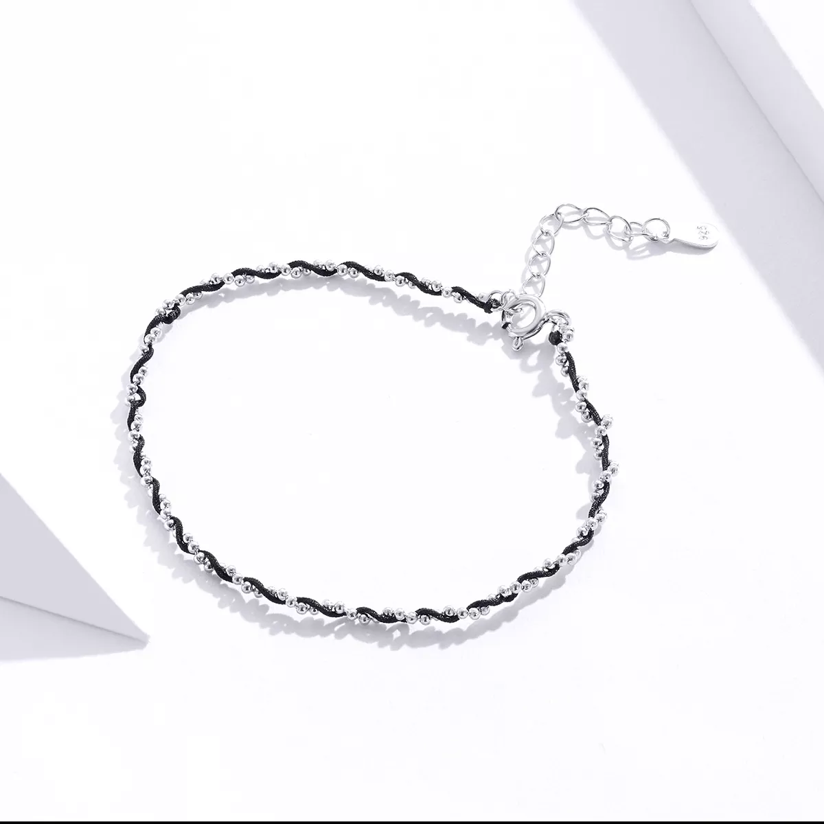 Pulseira de cordão Corda preta estilo Pandora - SCB173-BK