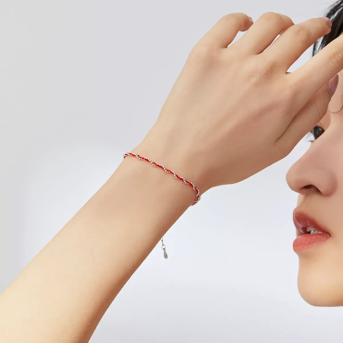 Pulseira de cordão Corda vermelha estilo Pandora - SCB173-RD