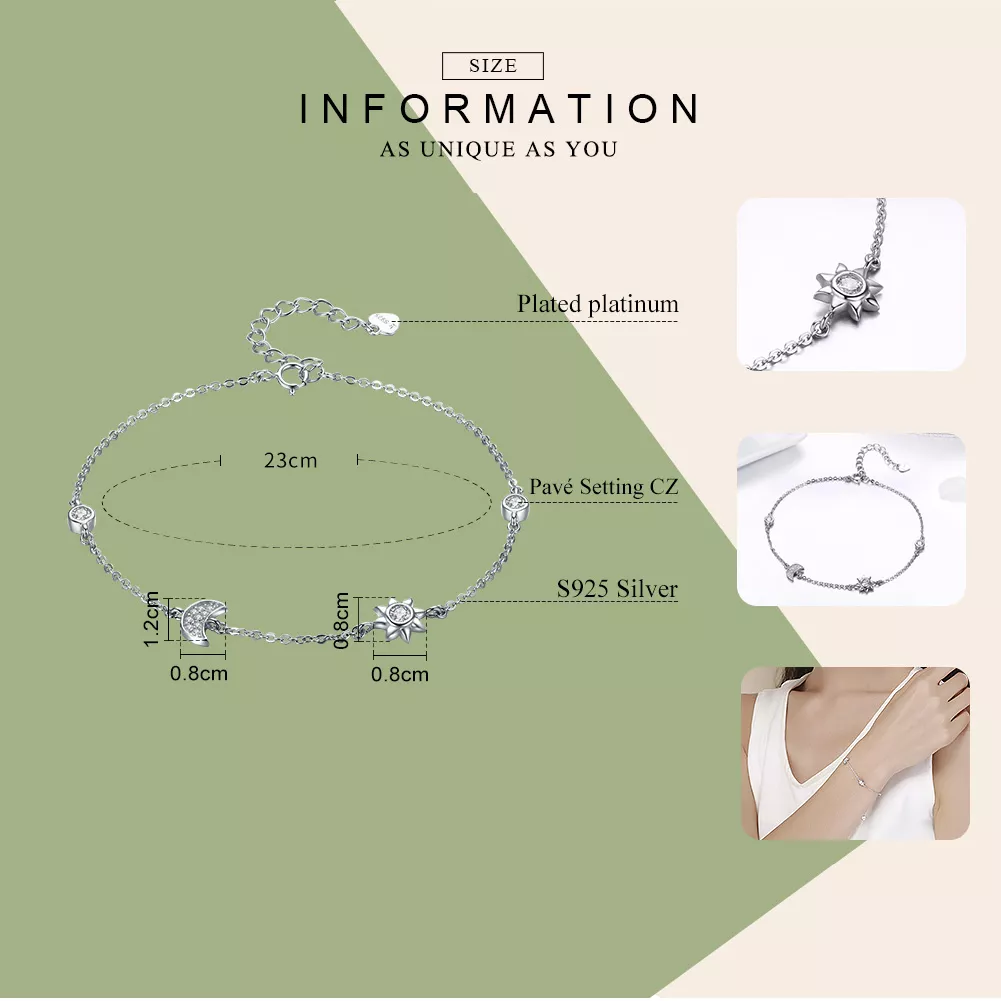 Pulseira Lua Sol e Estrelas estilo Pandora - SCB081