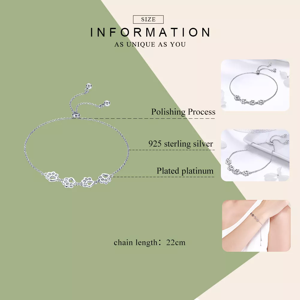 Pulseira Marcas de garras de animal de estimação fofas estilo Pandora - SCB096