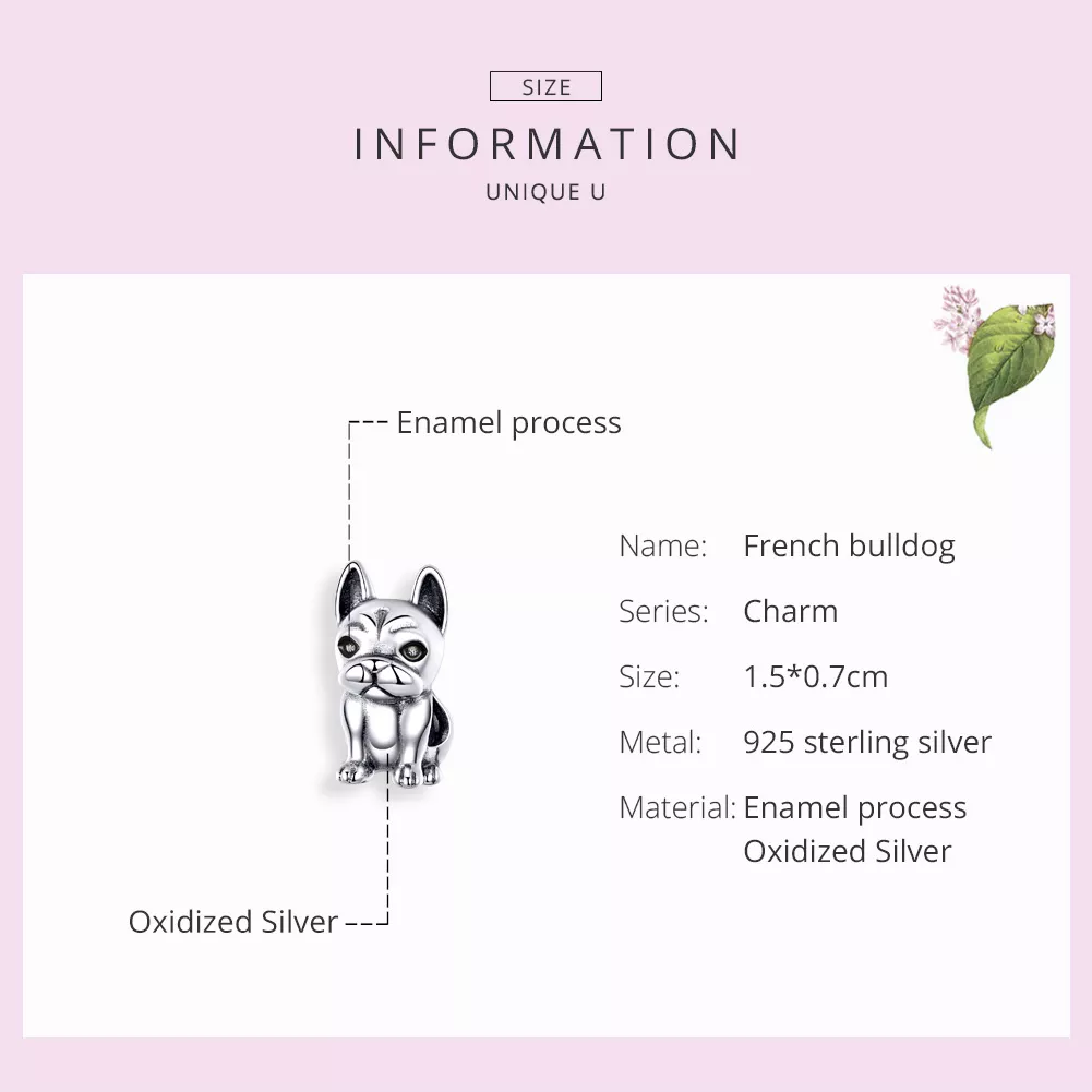 Charm Bulldog francês life Pandora - SCC1306