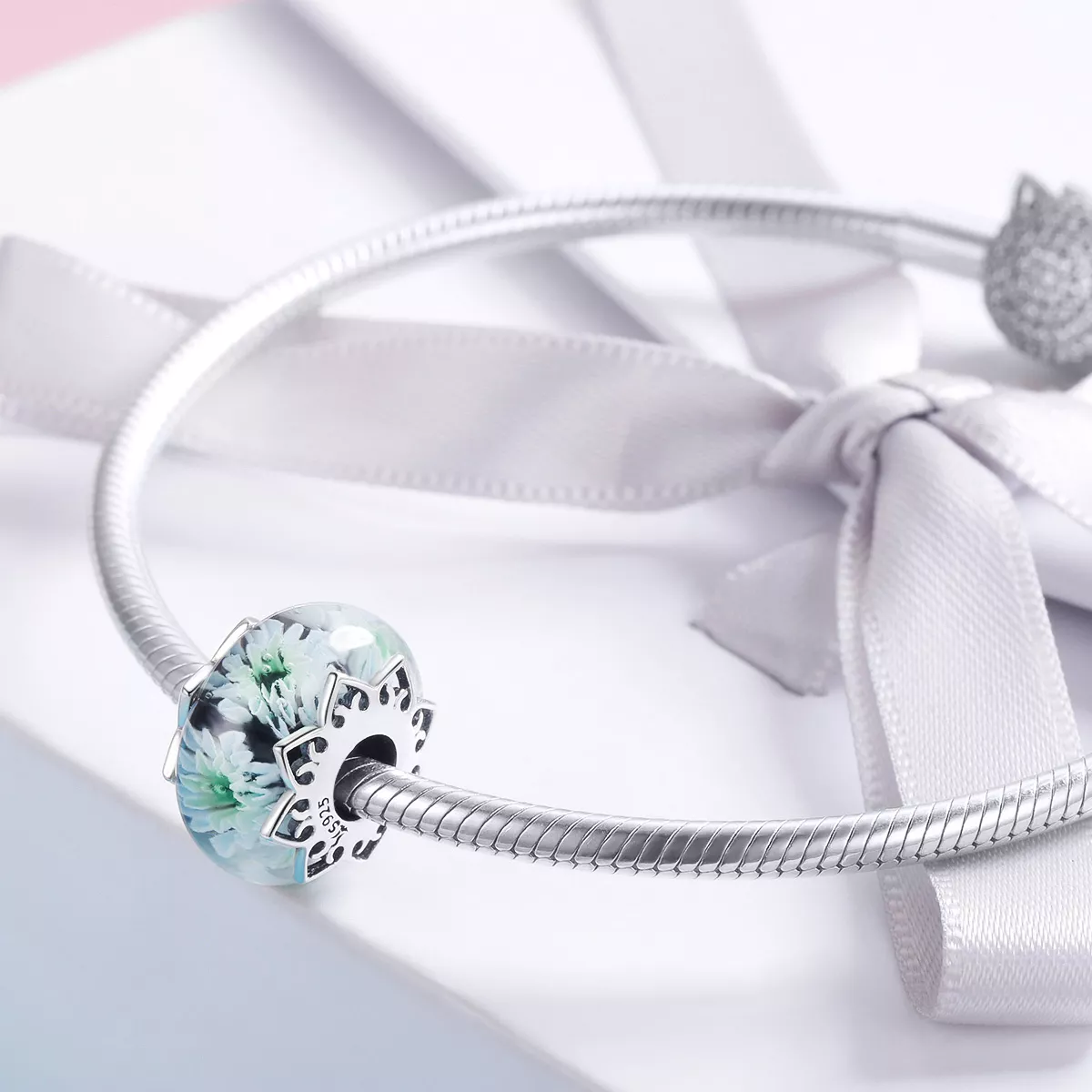Charm Cyan Chrysanthemum estilo Pandora - SCC1011