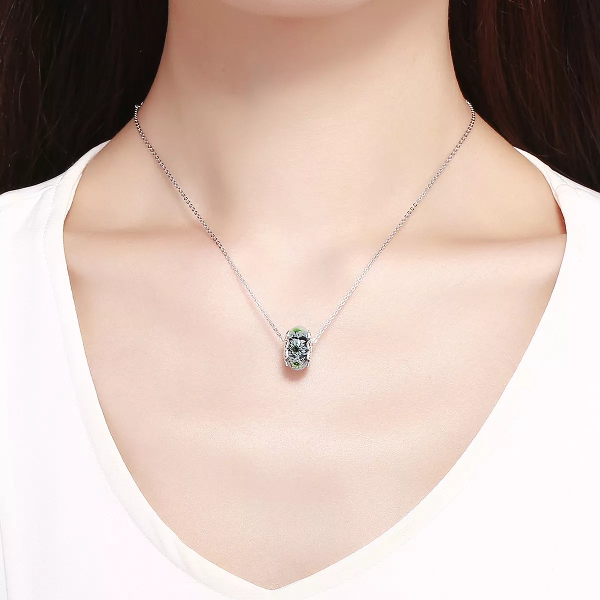 Charm Cyan Chrysanthemum estilo Pandora - SCC1011