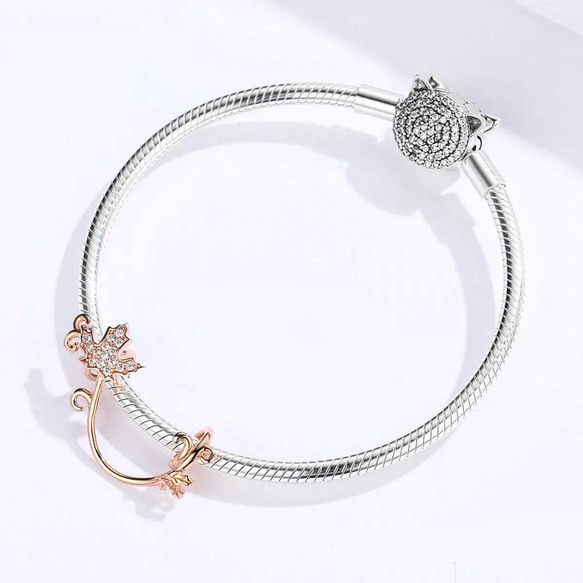 Charm Folhas Slient estilo Pandora Rosa - SCC1254