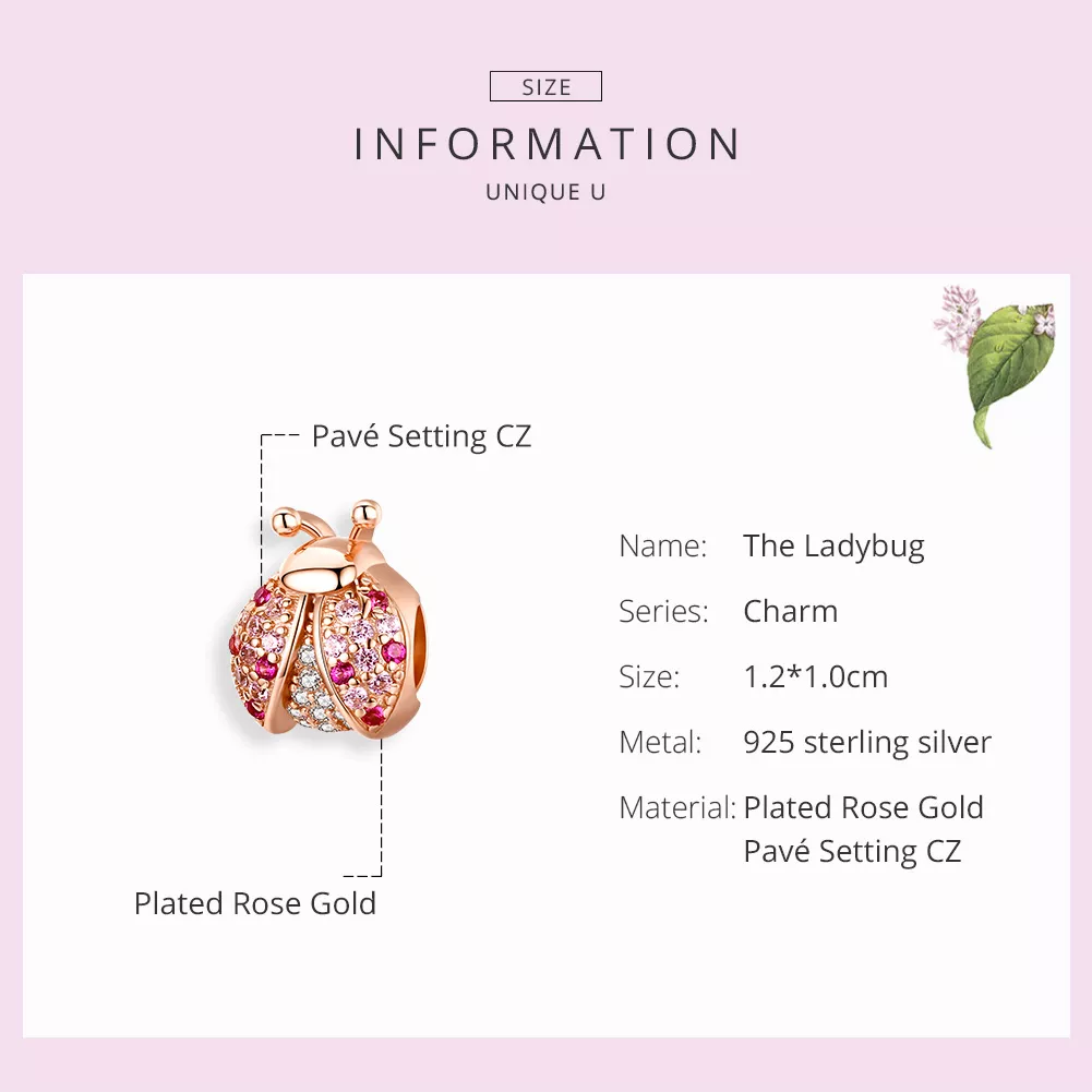 Charm Joaninha life Pandora Rosa - SCC1120-C