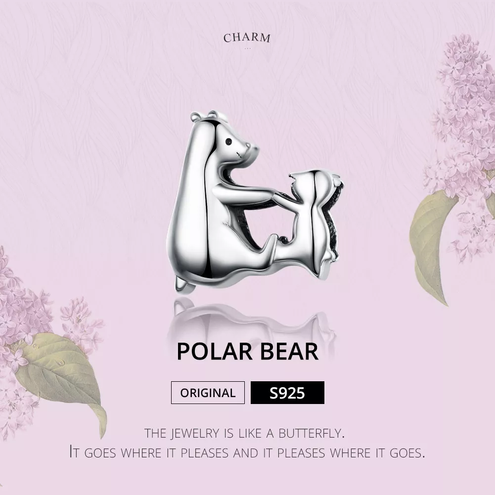 Charm Mãe e filho urso polar estilo Pandora - SCC1207