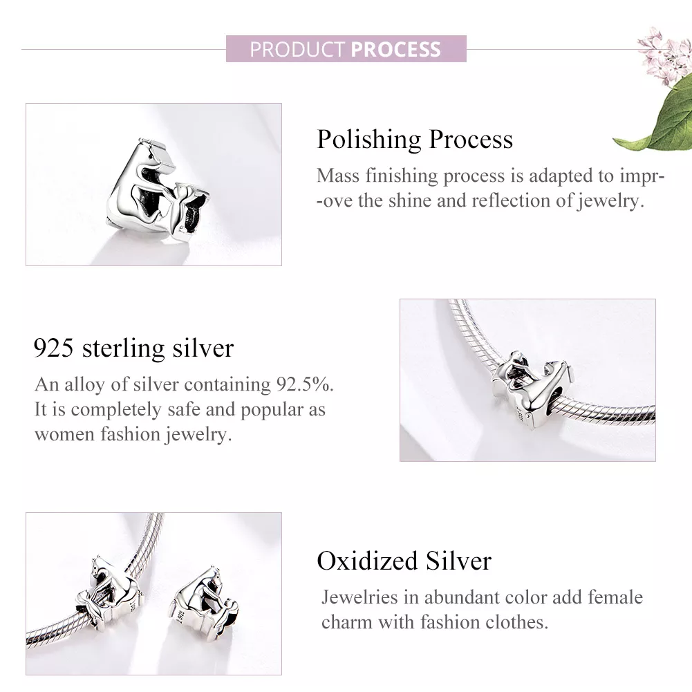 Charm Mãe e filho urso polar estilo Pandora - SCC1207