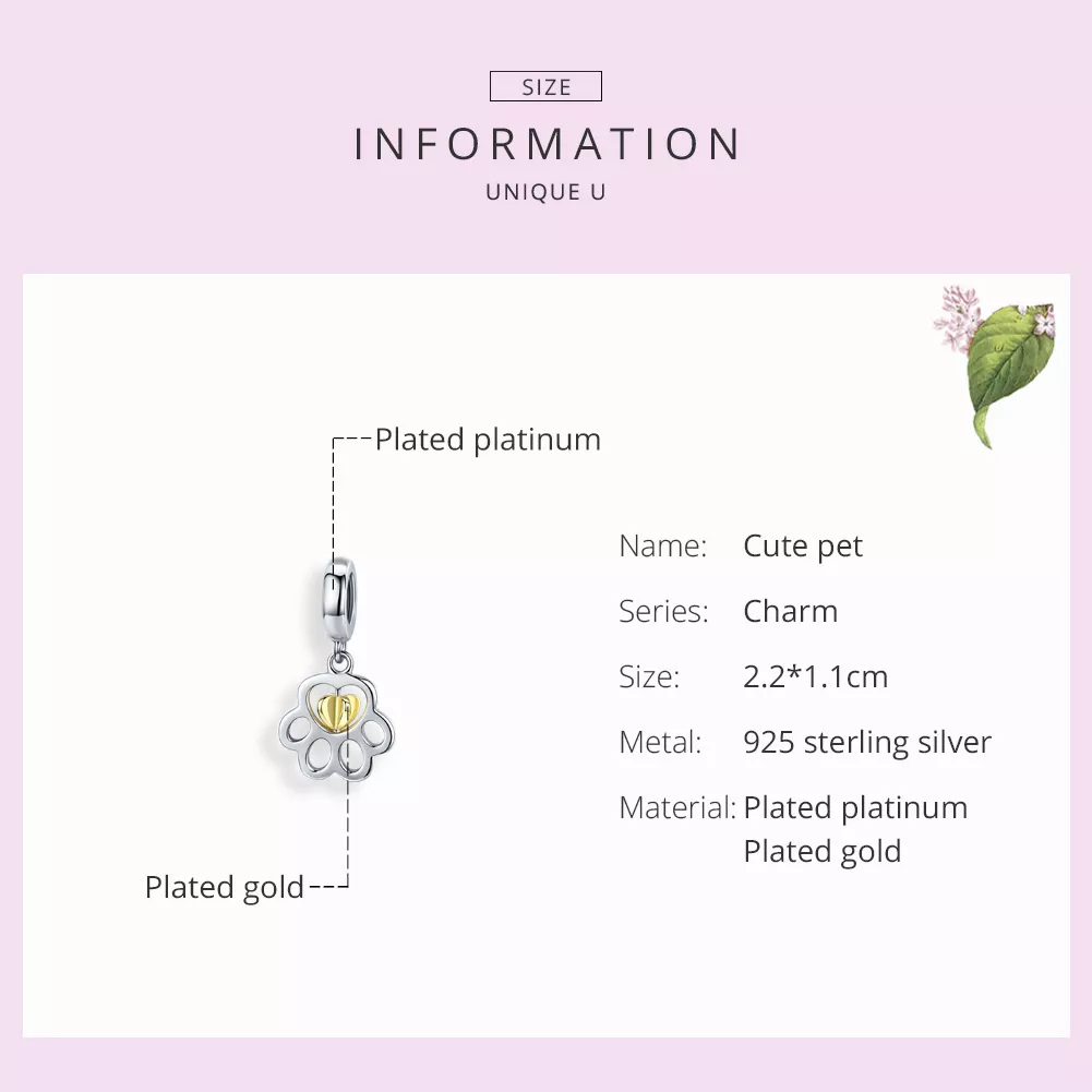 Charm Pendente Animal de estimação fofo estilo Pandora - SCC1251