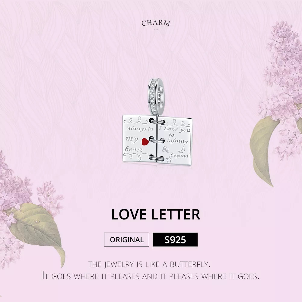 Charm Pendente Carta de amor estilo Pandora - SCC1262