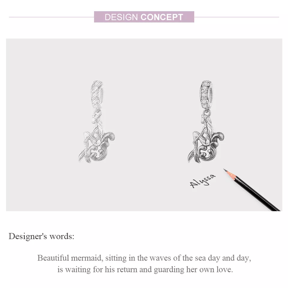 Charm Pendente Esperando sereia estilo Pandora - SCC1166