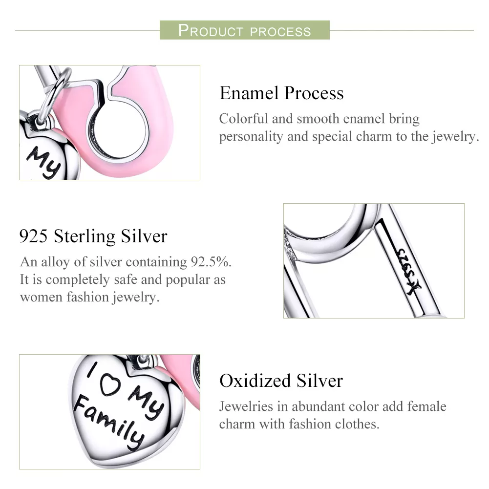 Charm Pendente Eu amo minha família estilo Pandora - SCC1145