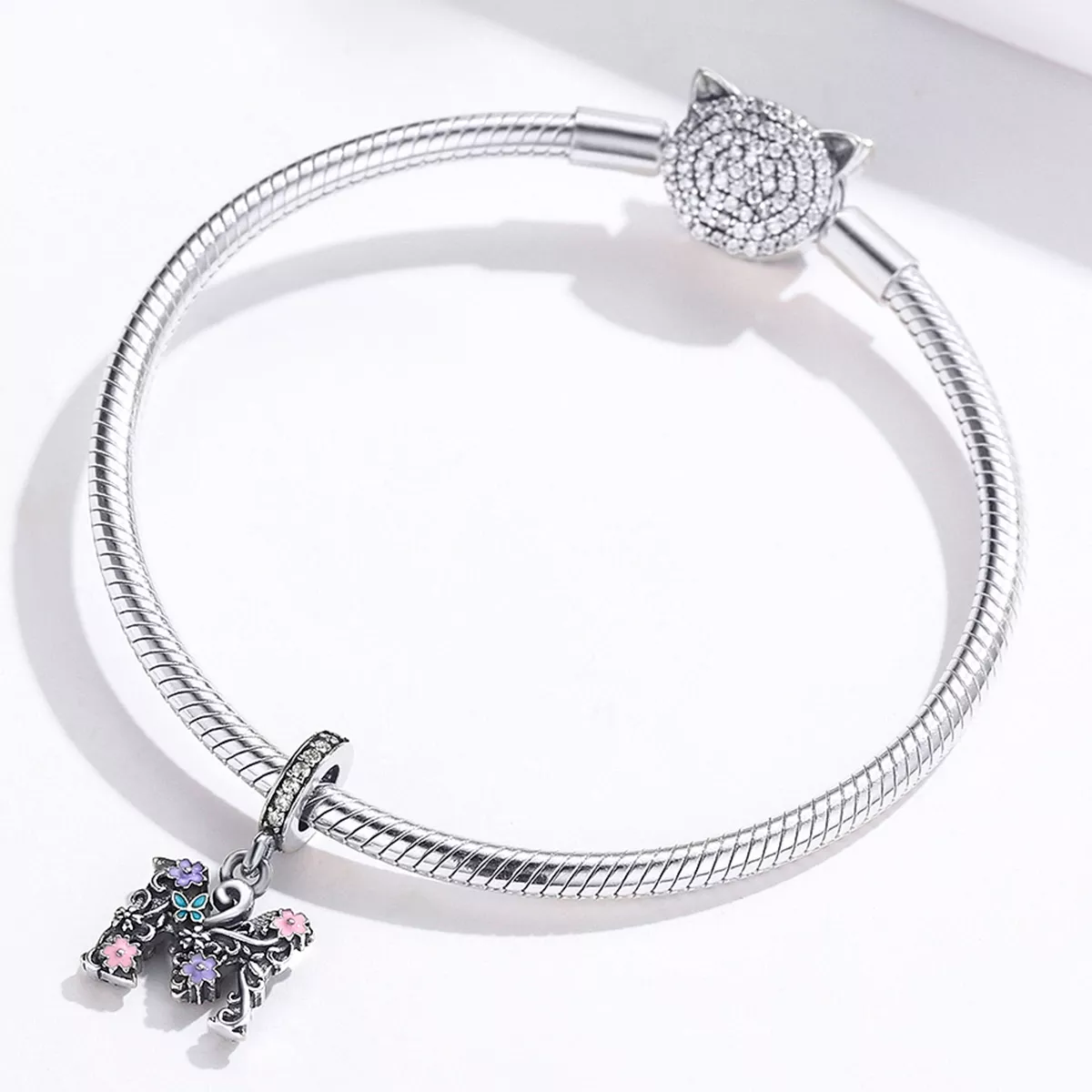 Charm Pendente Flor Letra M estilo Pandora - SCC1274