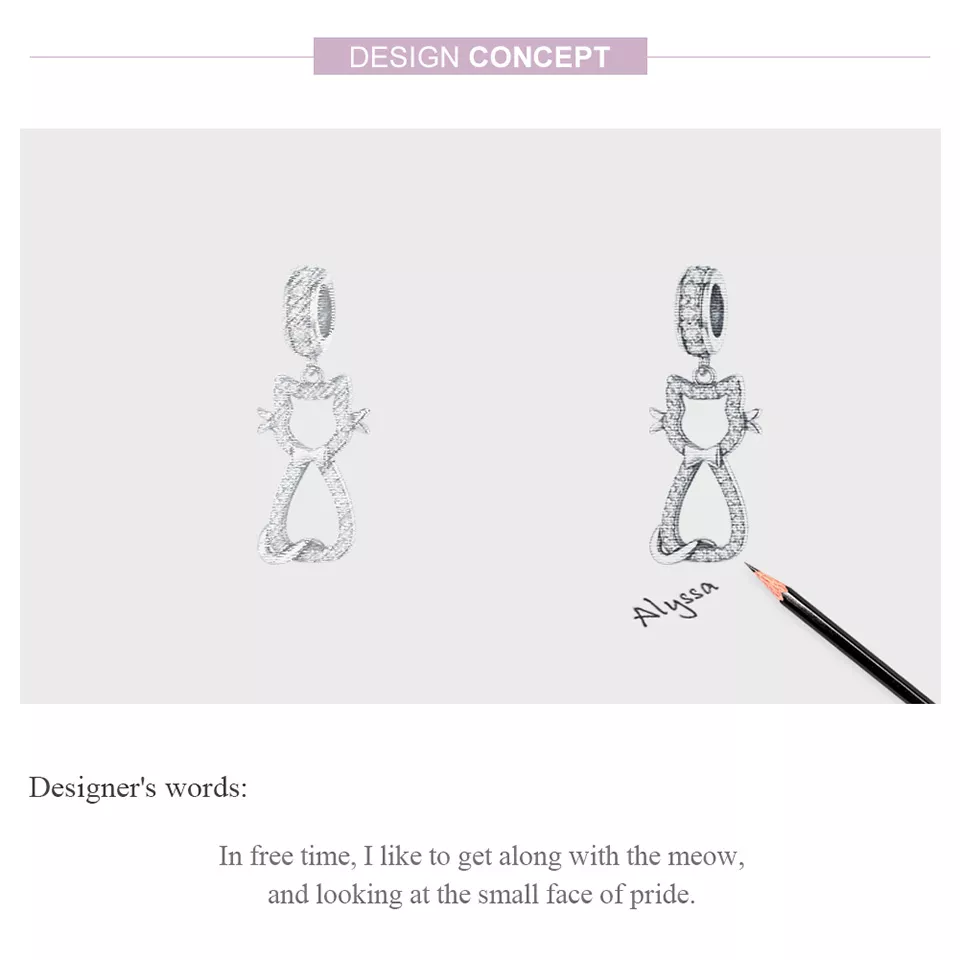 Charm Pendente Gato adorável estilo Pandora - SCC1162