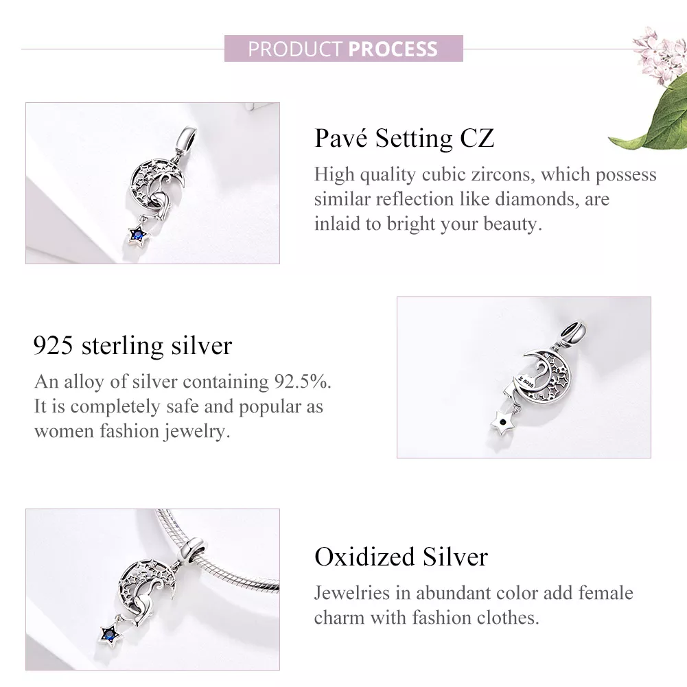 Charm Pendente Gato Brincando Com Estrelas estilo Pandora - SCC1205