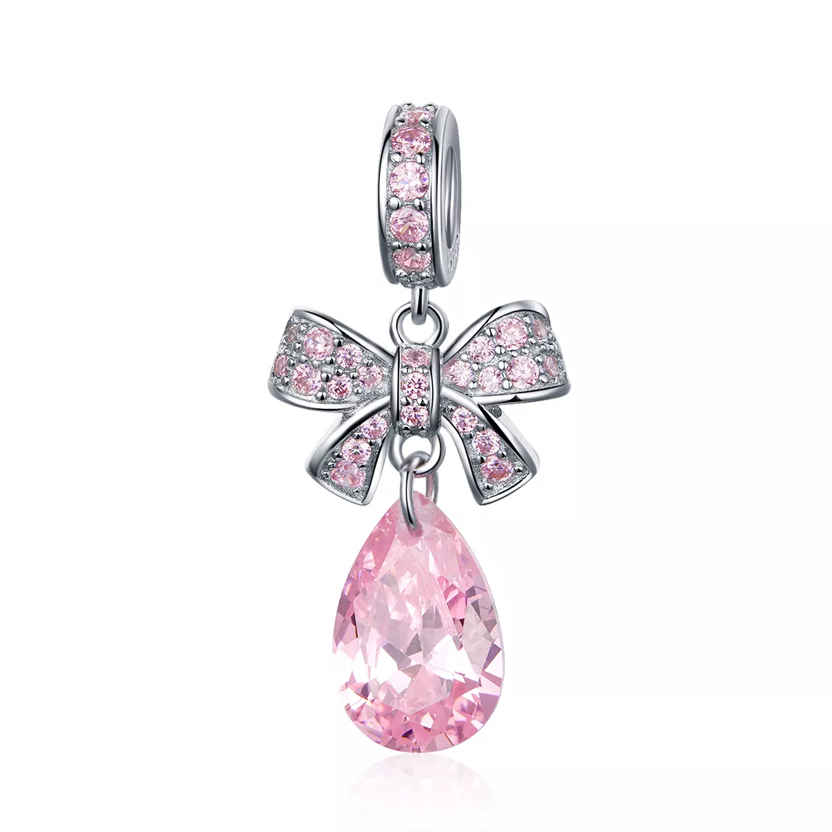 Charm Pendente Laço Rosa estilo Pandora - SCC1074