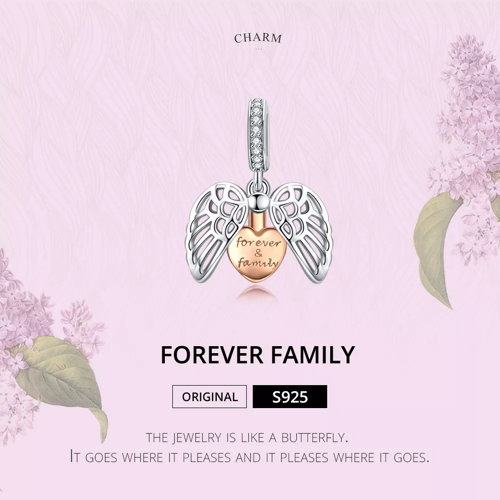 Charm Pendente Para sempre e família estilo Pandora - SCC1299