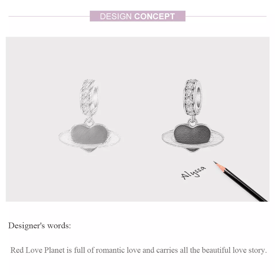 Charm Pendente Planeta do amor estilo Pandora - SCC1165