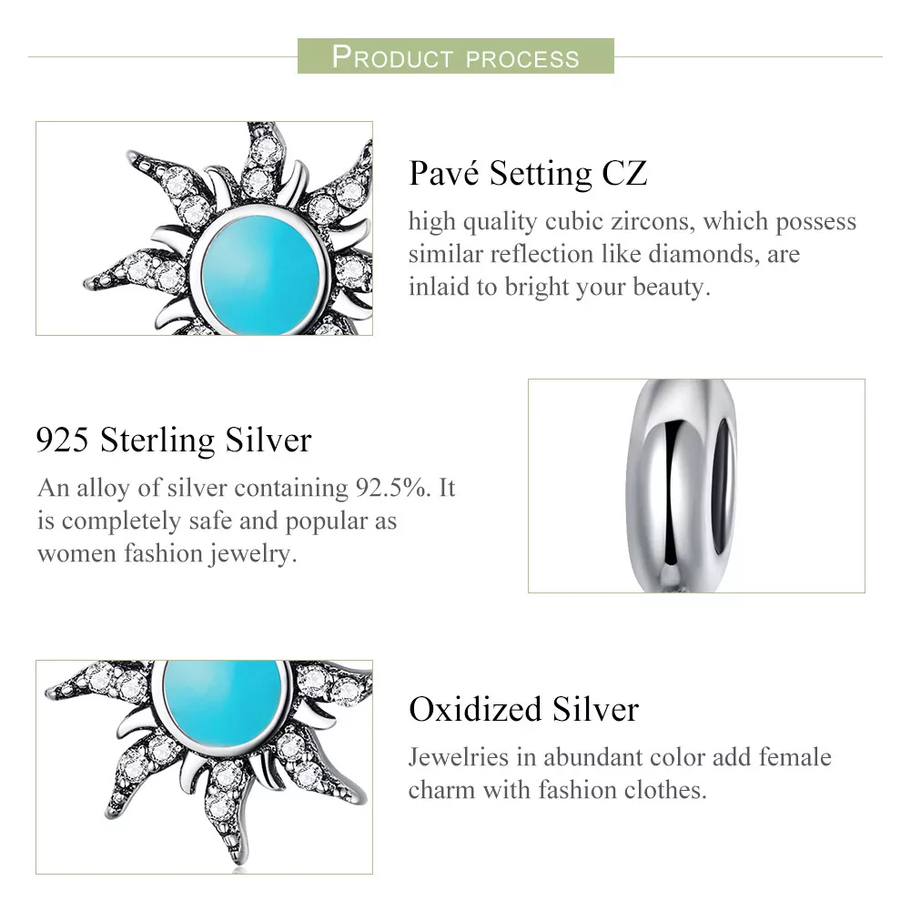 Charm Pendente Sol Azul estilo Pandora - SCC1068