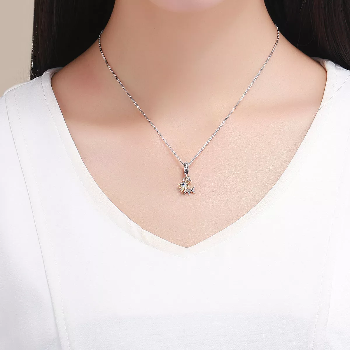 Charm Pendente Sol Conheça a Lua Pavé estilo Pandora - SCC1135