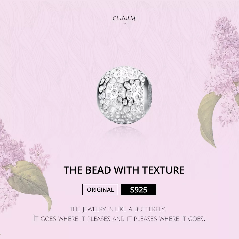 Charm Talão com textura estilo Pandora - SCC1245