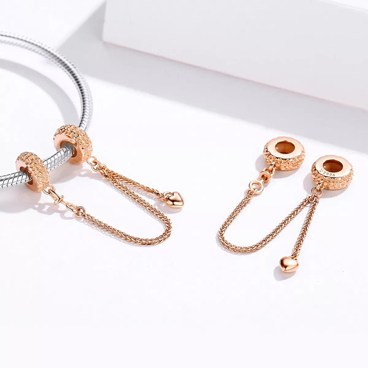 Corrente de Segurança pneu pequeno estilo Pandora Rose - SCC1112-C