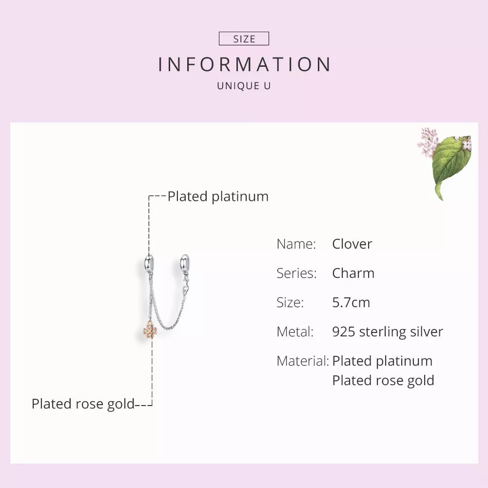 Corrente de Segurança Trevo estilo Pandora - SCC1261