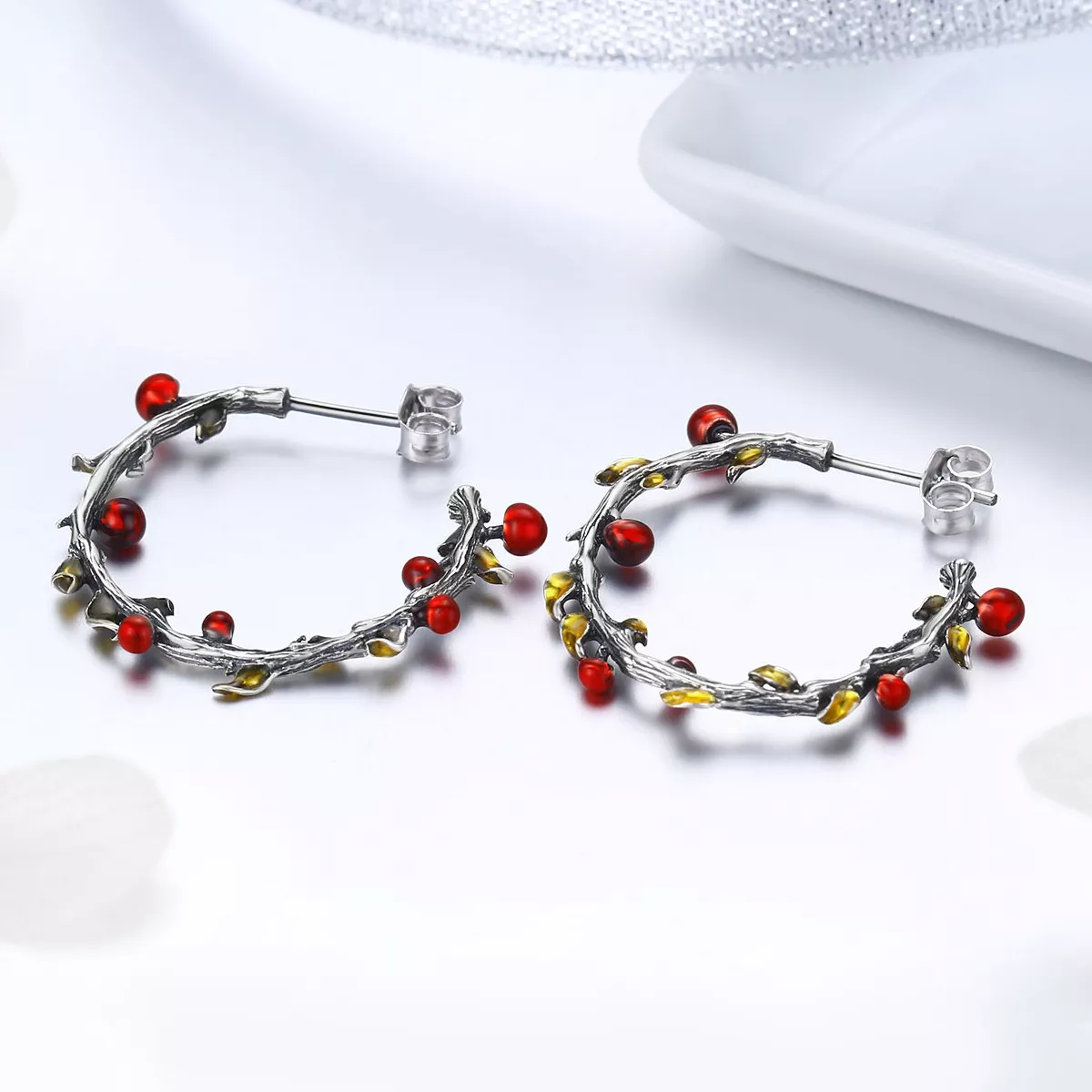 Brinco Argolas Cor do outono estilo Pandora - SCE443